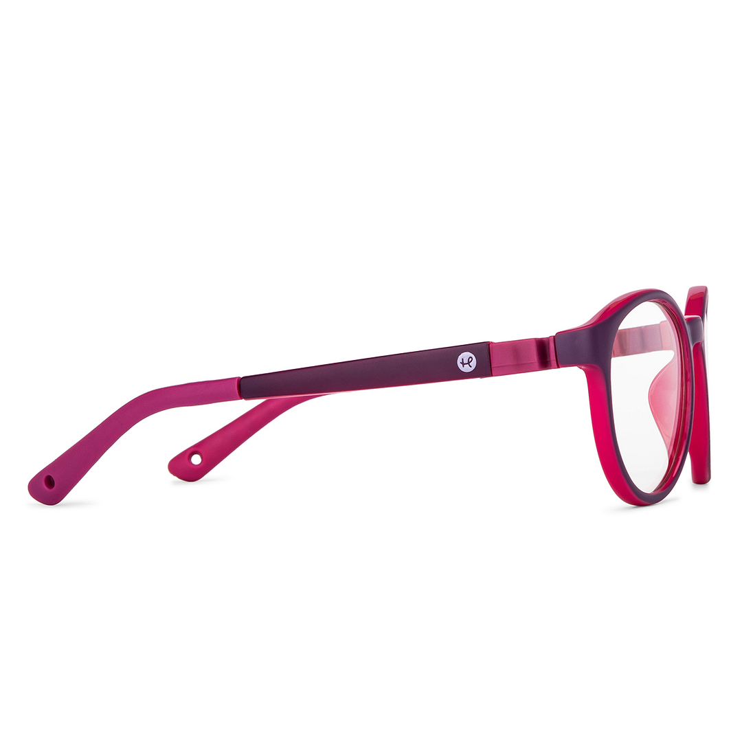 Hooper Screen Glasses Blue Block Phone  Computer Glasses: Purple Pink Purple Full Rim Round Kids 5-8 yrs Computer Glasses HP D10044L-C1 left side