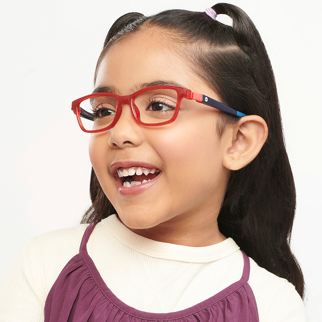 Hooper Screen Glasses Blue Block Phone  Computer Glasses: Red Full Rim Rectangle Kids 5-8 yrs Hooper HP D10038M-C3 right side