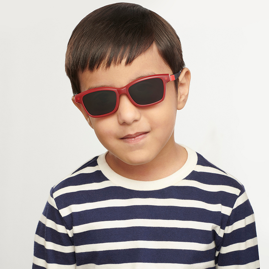 Hooper Screen Glasses Blue Block Phone  Computer Glasses: Red Full Rim Rectangle Kids 5-8 yrs Hooper HP D10038M-C3 right side