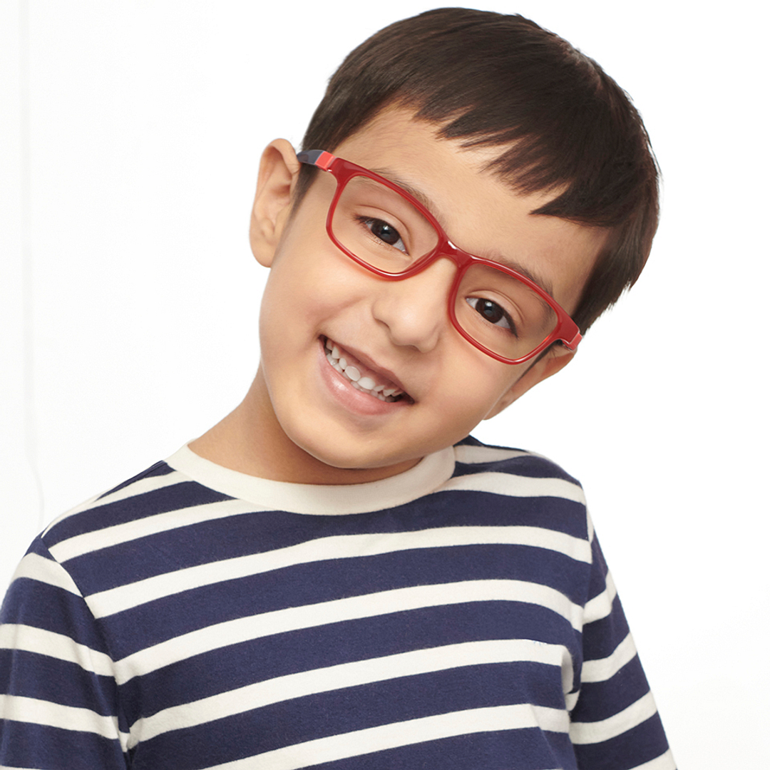 Hooper Screen Glasses Blue Block Phone  Computer Glasses: Red Full Rim Rectangle Kids 5-8 yrs Hooper HP D10038M-C3 left side