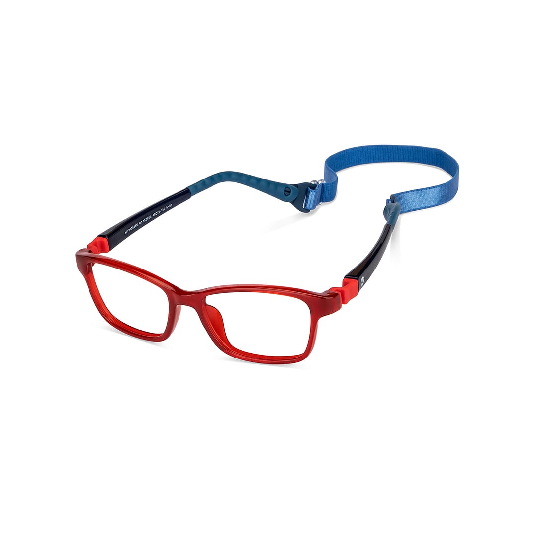 Hooper Screen Glasses Blue Block Phone  Computer Glasses: Red Full Rim Rectangle Kids 5-8 yrs Hooper HP D10038M-C3 left side