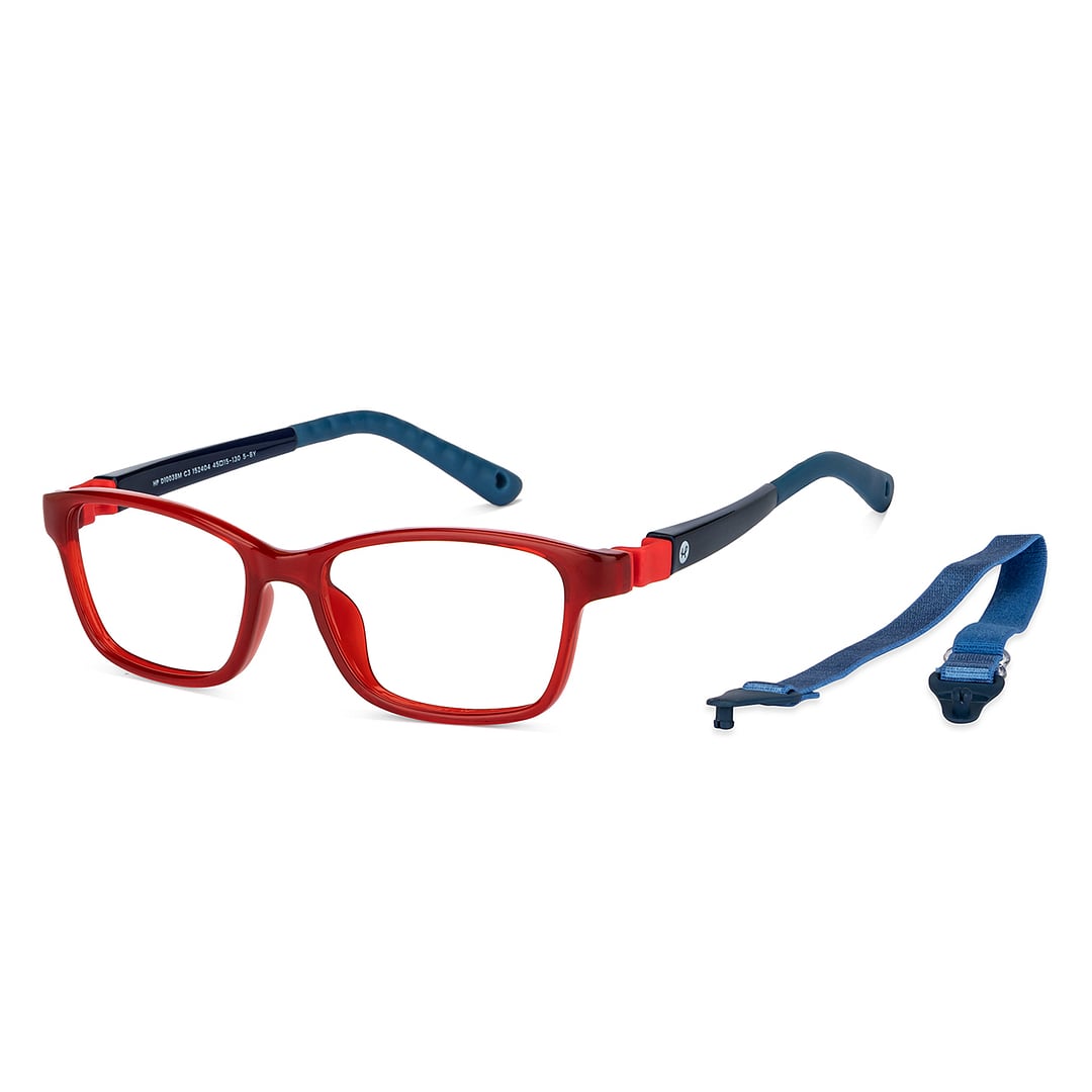 Hooper Screen Glasses Blue Block Phone  Computer Glasses: Red Full Rim Rectangle Kids 5-8 yrs Hooper HP D10038M-C3 right side