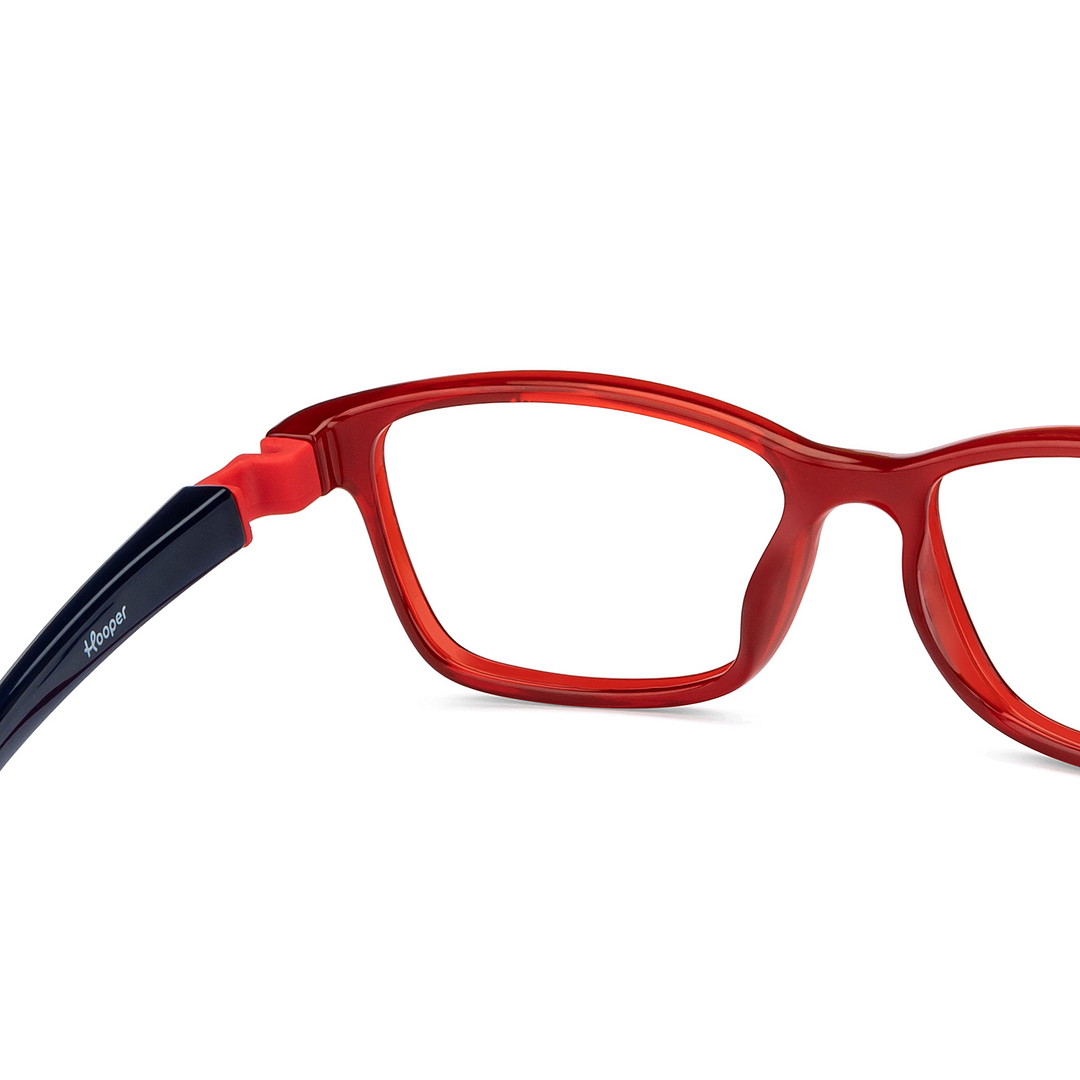 Hooper Screen Glasses Blue Block Phone  Computer Glasses: Red Full Rim Rectangle Kids 5-8 yrs Hooper HP D10038M-C3 left side
