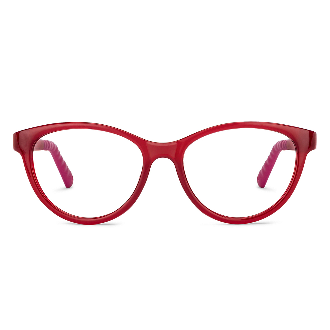 Hooper Screen Glasses Blue Block Phone Computer Glasses: Red Pink Full Rim Cat Eye Kids 5-8 Yrs Computer Glasses HP D10042M-C1 left side