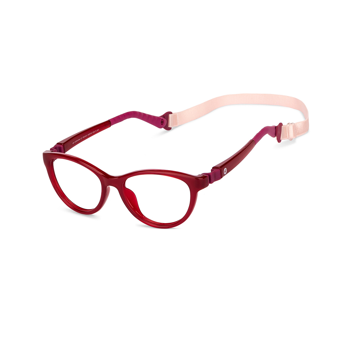 Hooper Screen Glasses Blue Block Phone Computer Glasses: Red Pink Full Rim Cat Eye Kids 5-8 Yrs Computer Glasses HP D10042M-C1 left side