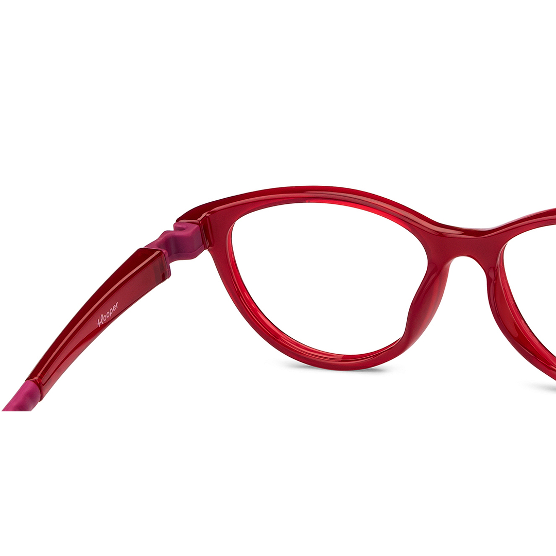 Hooper Screen Glasses Blue Block Phone Computer Glasses: Red Pink Full Rim Cat Eye Kids 5-8 Yrs Computer Glasses HP D10042M-C1 right side