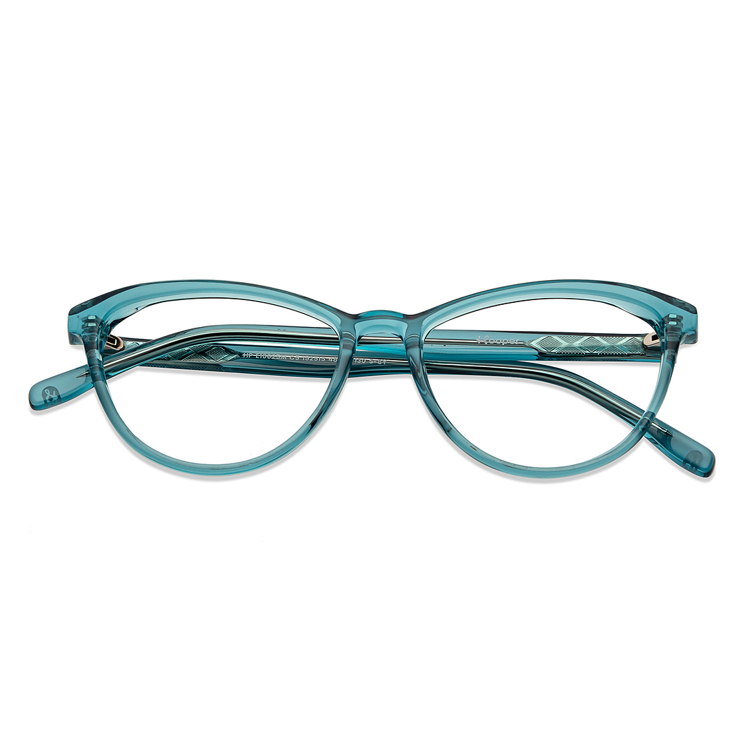 Hooper Online Blue Transparent Full Rim Cat Eye left side