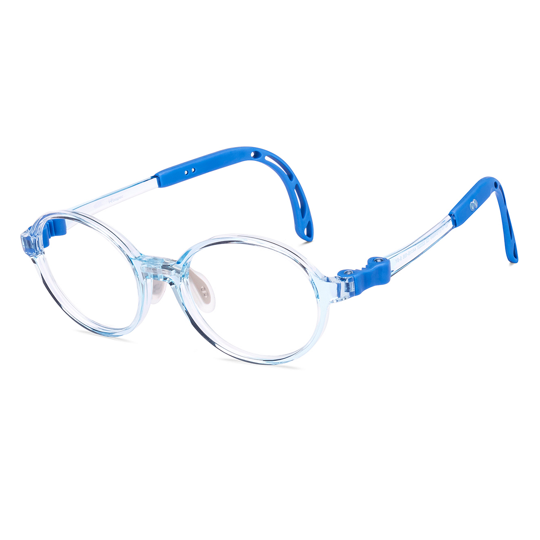 Hooper Blue Transparent Full Rim Round left side
