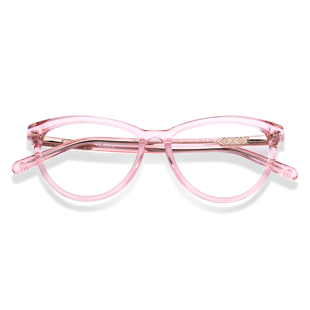 Hooper Pink Transparent Full Rim Cat Eye left side