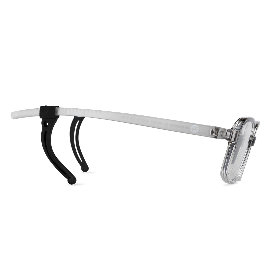Hooper Screen Glasses Blue-Block Kids Computer Glasses: Grey Black Transparent Full Rim Rectangle Computer Glasses Poppin Hooper HP D10104M-C1 left side