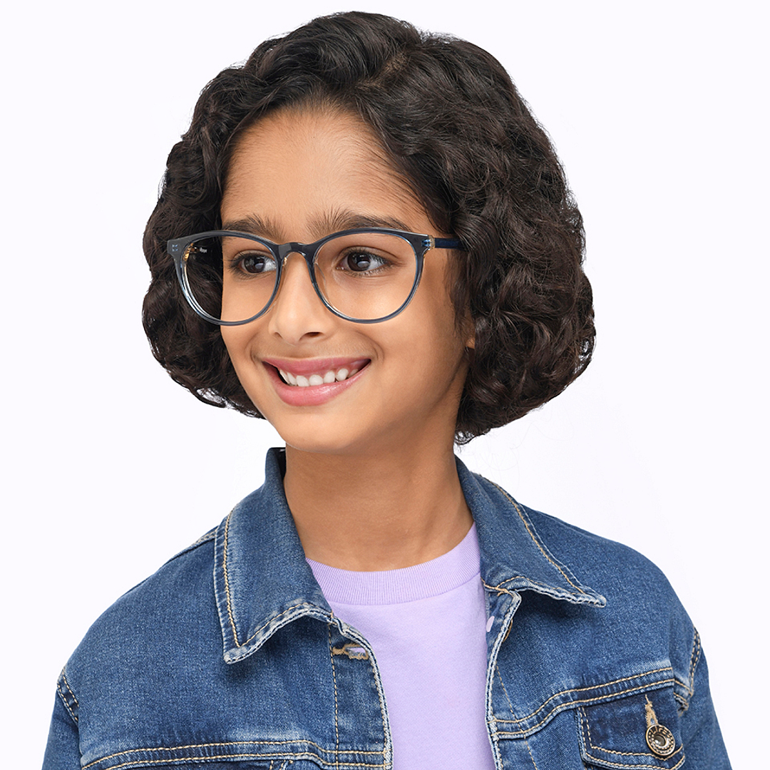 Hooper Blue Transparent Full Rim Round left side