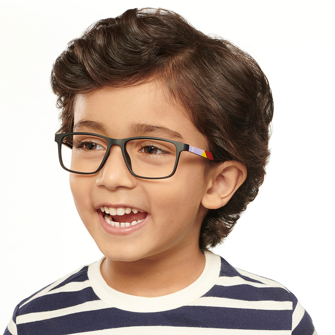 Hooper Screen Glasses Kids Glasses: Black Black Red Yellow Full Rim Rectangle Kids 5-8 Yrs Hooper Digi Hooper HP D10088M-C2 left side