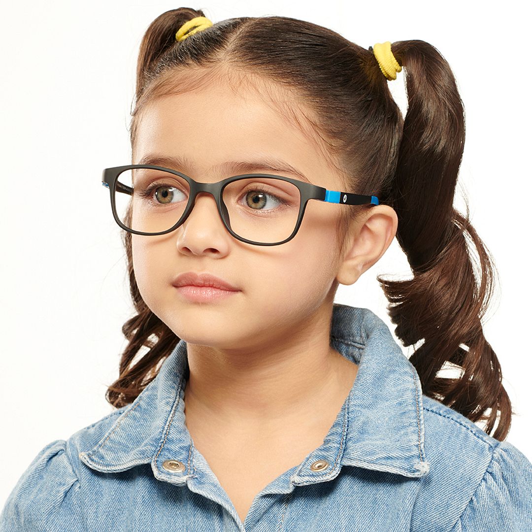 Hooper Screen Glasses Kids Glasses: Black Blue Full Rim Rectangle Kids 5-8 yrs Computer Glasses Digi Hooper HP D10004M-C1 right side