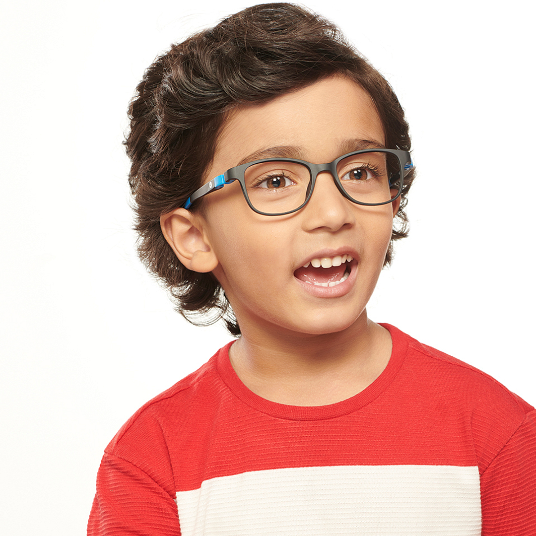 Hooper Screen Glasses Kids Glasses: Black Blue Full Rim Rectangle Kids 5-8 yrs Computer Glasses Digi Hooper HP D10004M-C1 right side