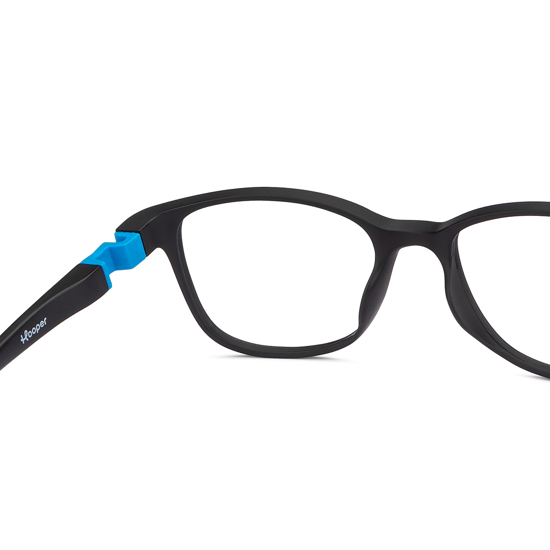 Hooper Screen Glasses Kids Glasses: Black Blue Full Rim Rectangle Kids 5-8 yrs Computer Glasses Digi Hooper HP D10004M-C1 right side