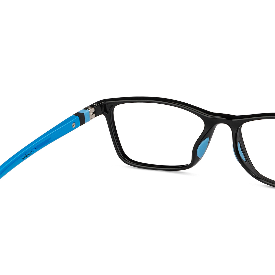 Hooper Screen Glasses Blue-Block Kids Computer Glasses: Black Blue Full Rim Rectangle Kids  8-12 yrs  Hooper TR Essentials Hooper-C2 right side