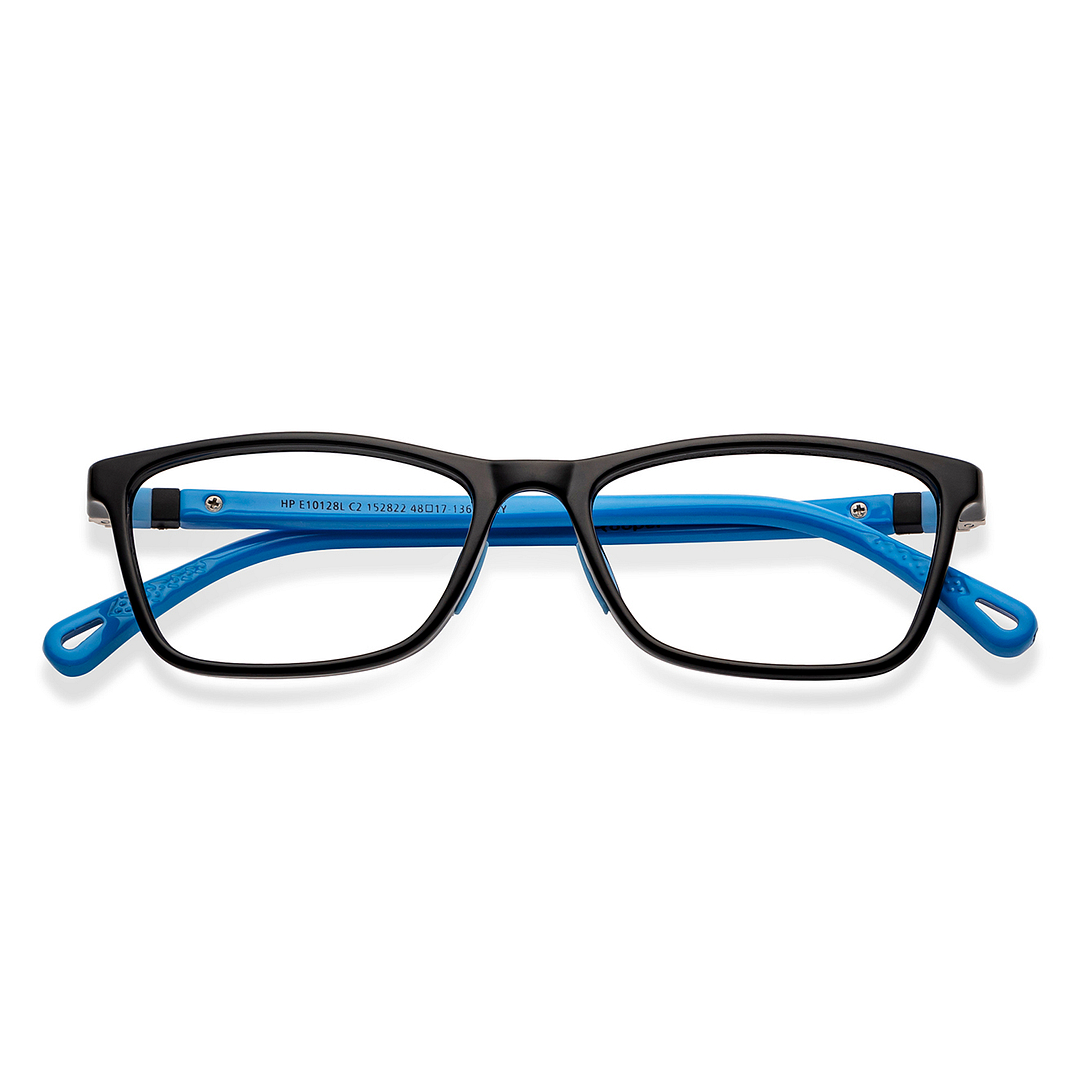 Hooper Screen Glasses Blue-Block Kids Computer Glasses: Black Blue Full Rim Rectangle Kids  8-12 yrs  Hooper TR Essentials Hooper-C2 left side