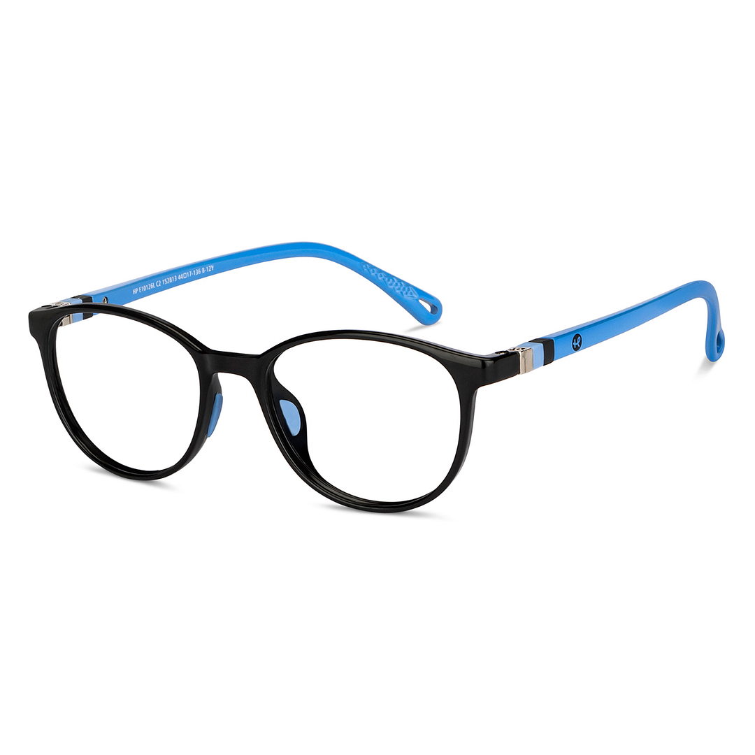 Hooper Screen Glasses Blue-Block Kids Computer Glasses: Black Blue Full Rim Round Kids  5-8 yrs  Hooper TR Essentials Hooper-C2 right side