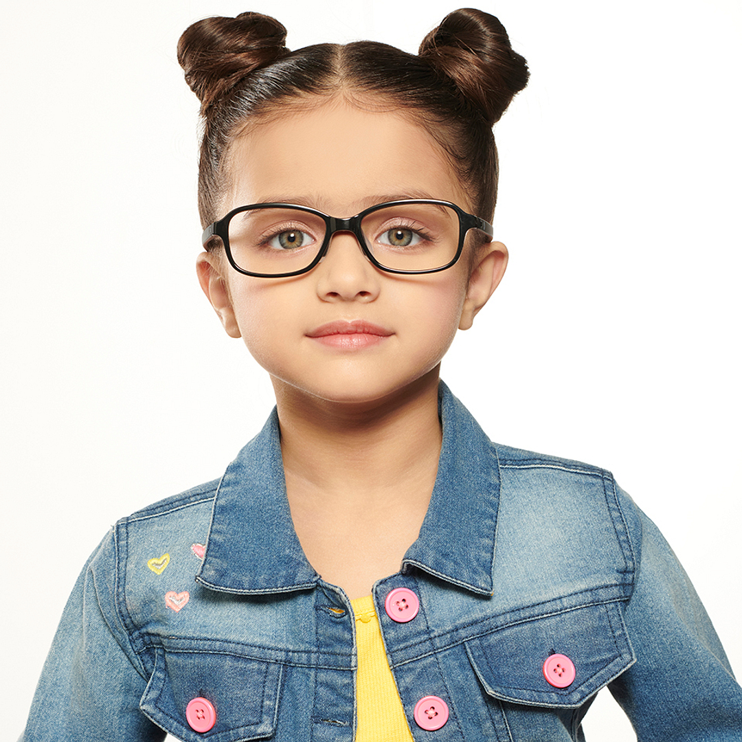 Hooper Screen Glasses Kids Glasses: Black Full Rim Rectangle Kids 5-8 Yrs Computer Glasses Digi Hooper HP D10105M-C1 right side