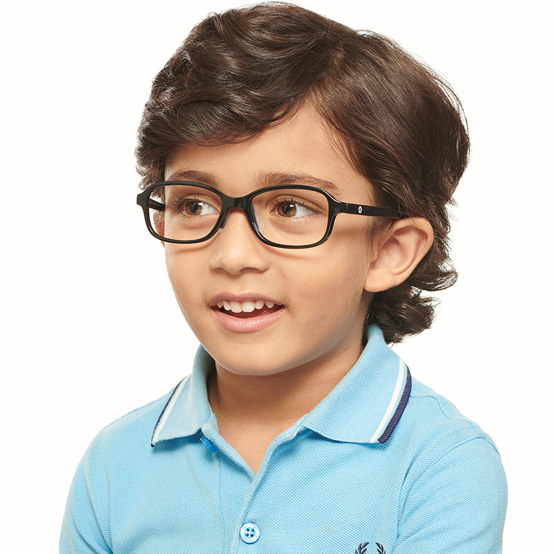 Hooper Screen Glasses Kids Glasses: Black Full Rim Rectangle Kids 5-8 Yrs Computer Glasses Digi Hooper HP D10105M-C1 right side