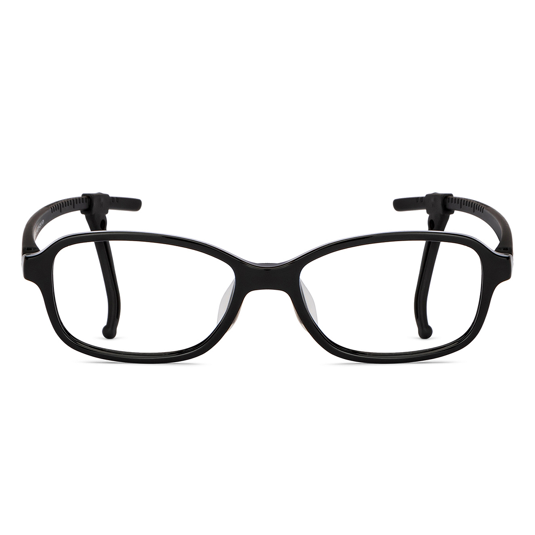 Hooper Screen Glasses Kids Glasses: Black Full Rim Rectangle Kids 5-8 Yrs Computer Glasses Digi Hooper HP D10105M-C1 left side