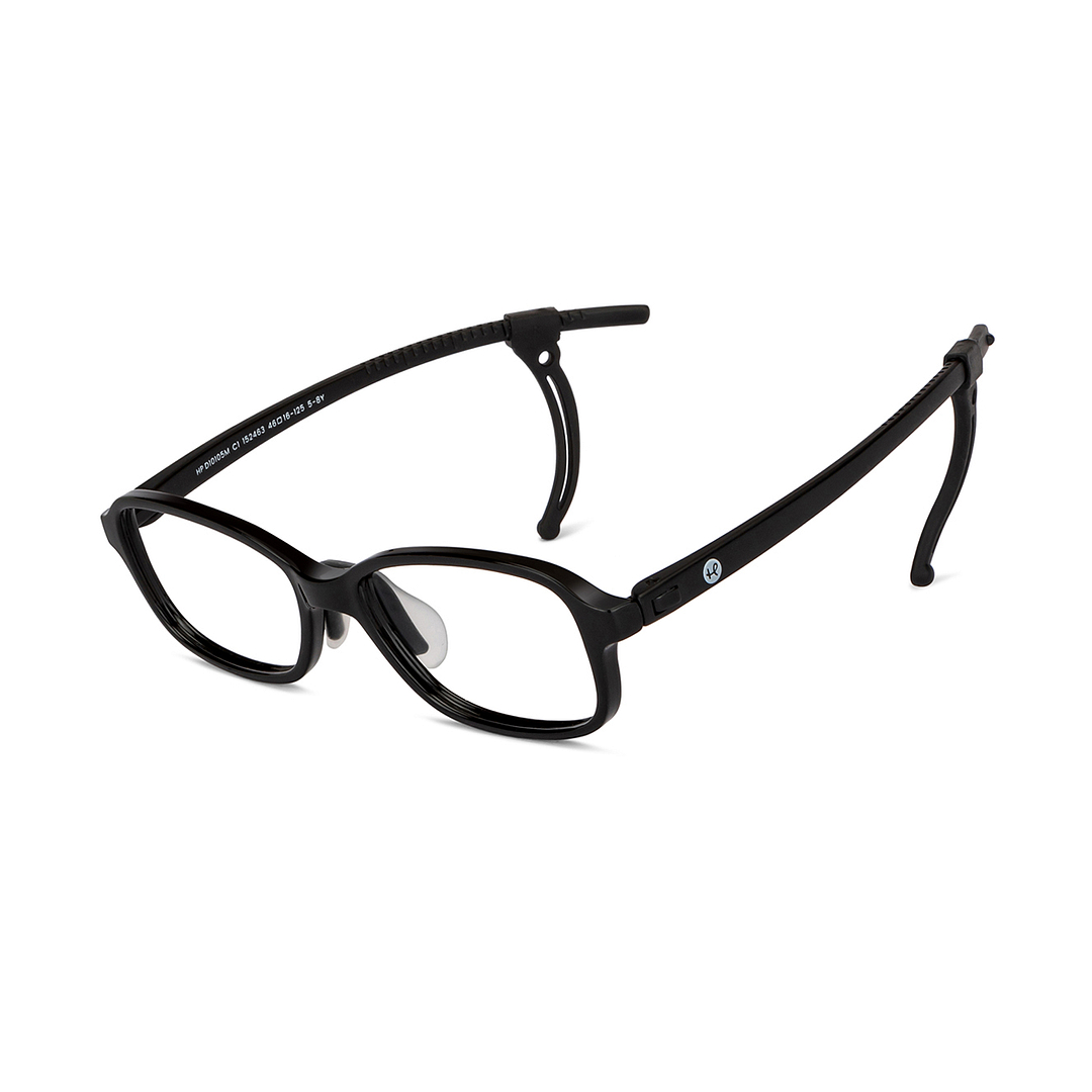 Hooper Screen Glasses Kids Glasses: Black Full Rim Rectangle Kids 5-8 Yrs Computer Glasses Digi Hooper HP D10105M-C1 right side