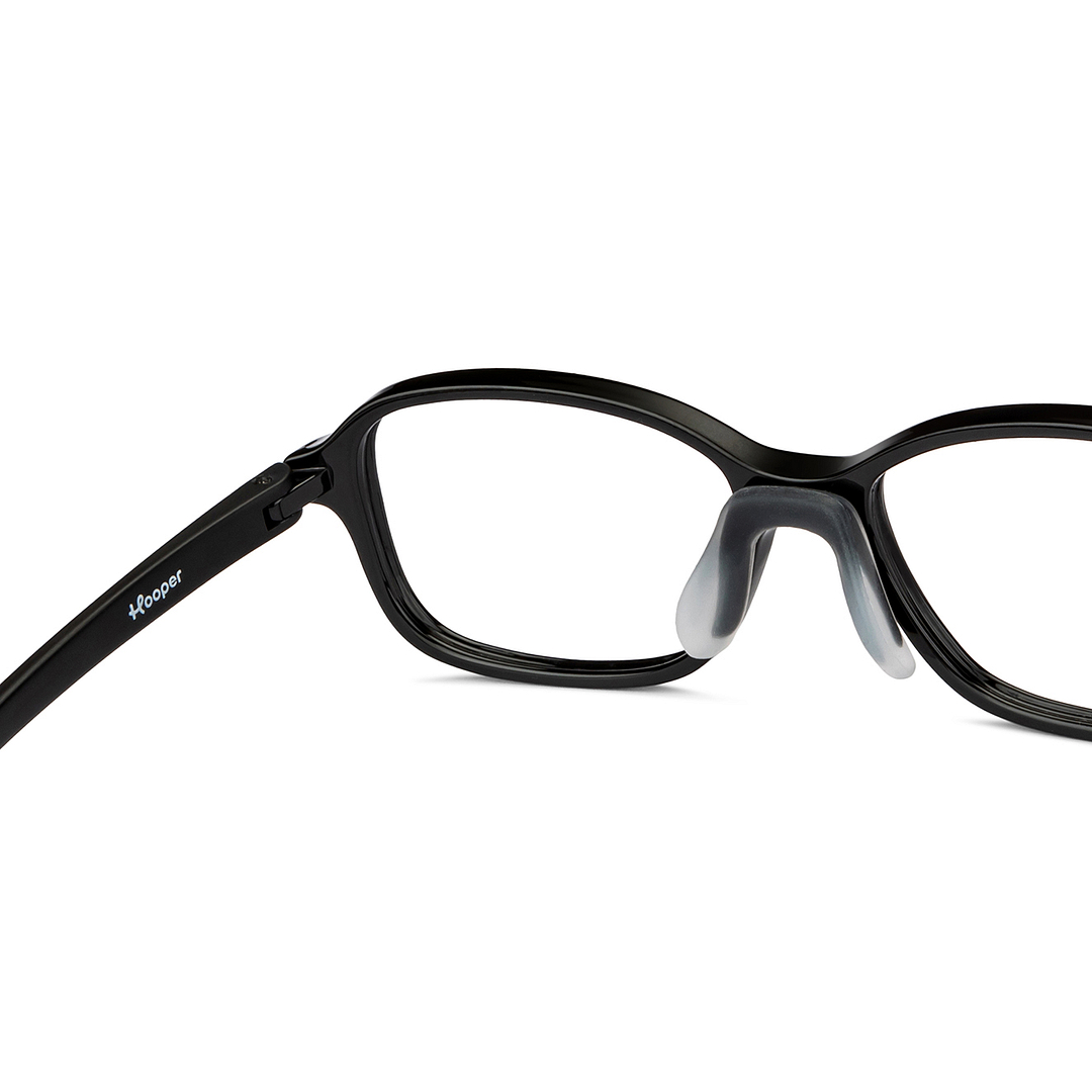 Hooper Screen Glasses Kids Glasses: Black Full Rim Rectangle Kids 5-8 Yrs Computer Glasses Digi Hooper HP D10105M-C1 right side