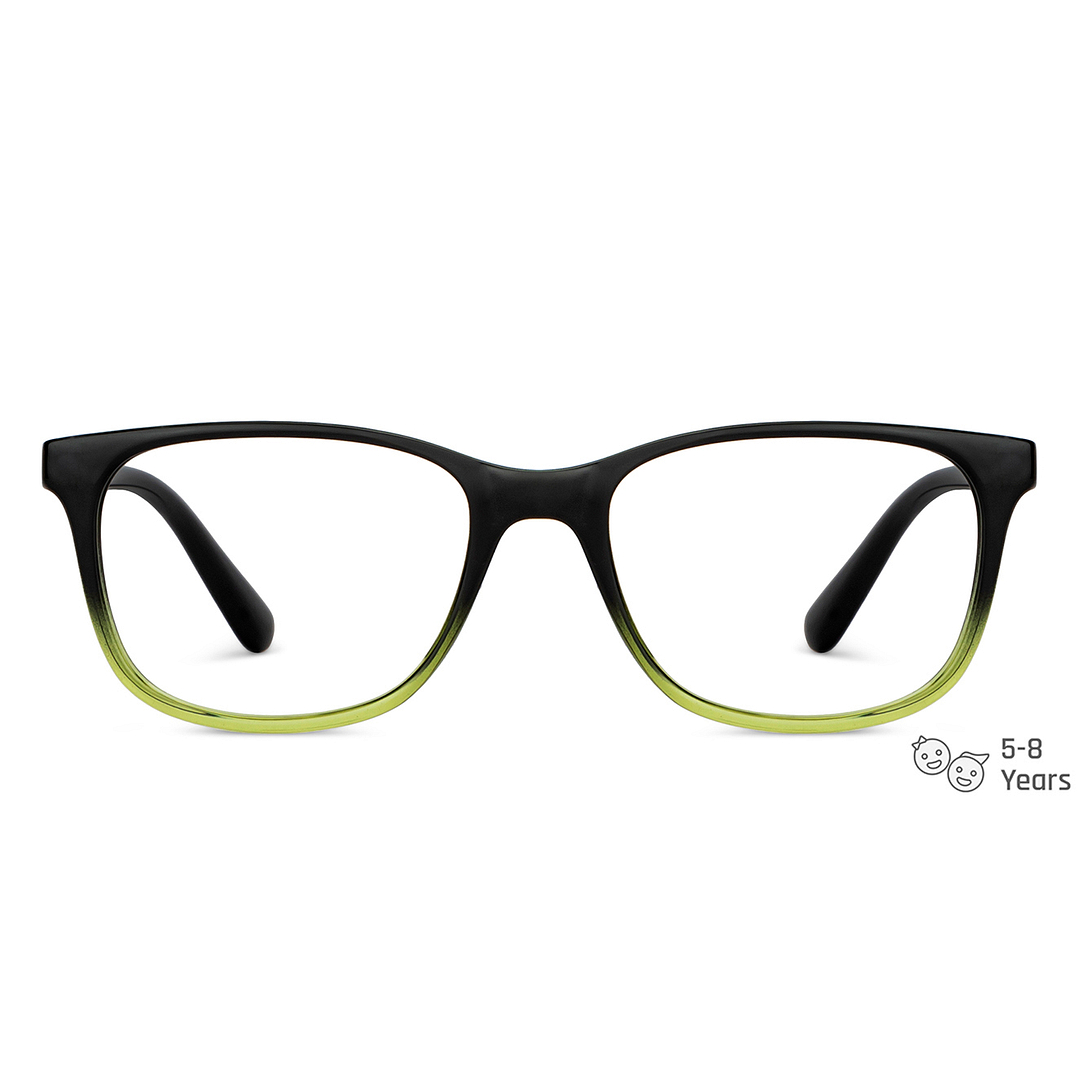 Hooper Screen Glasses Blue Block Phone  Computer Glasses: Black Green Black Full Rim Rectangle Kids 2-5 yrs Hooper HP D10014M-C3 left side