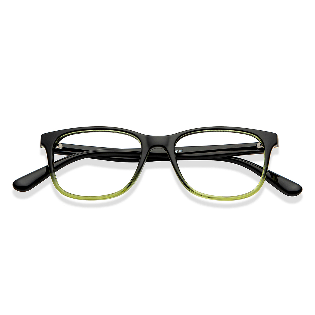 Hooper Screen Glasses Blue Block Phone  Computer Glasses: Black Green Black Full Rim Rectangle Kids 2-5 yrs Hooper HP D10014M-C3 left side