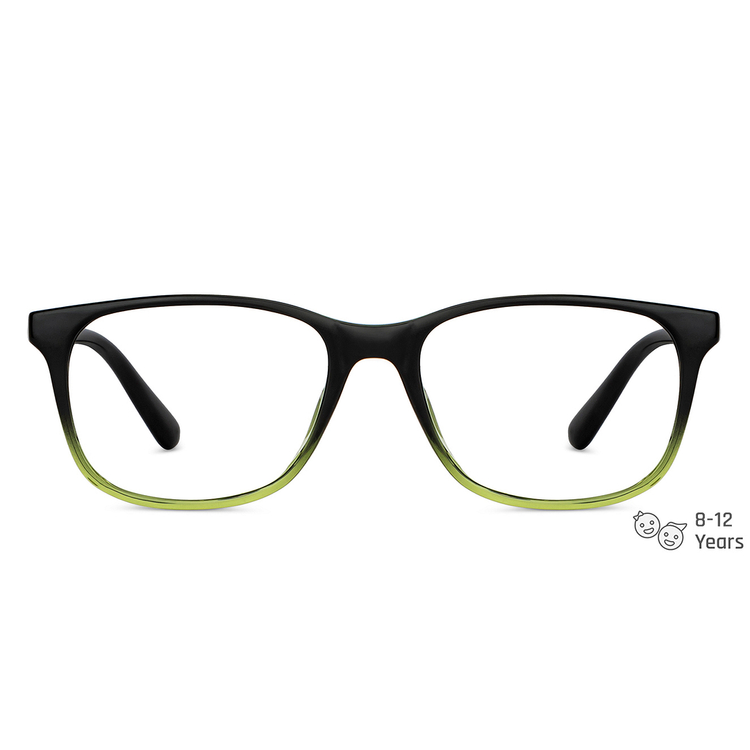 Hooper Screen Glasses Blue Block Phone  Computer Glasses: Black Green Black Full Rim Rectangle Kids 5-8 yrs Hooper HP D10014L-C2 left side
