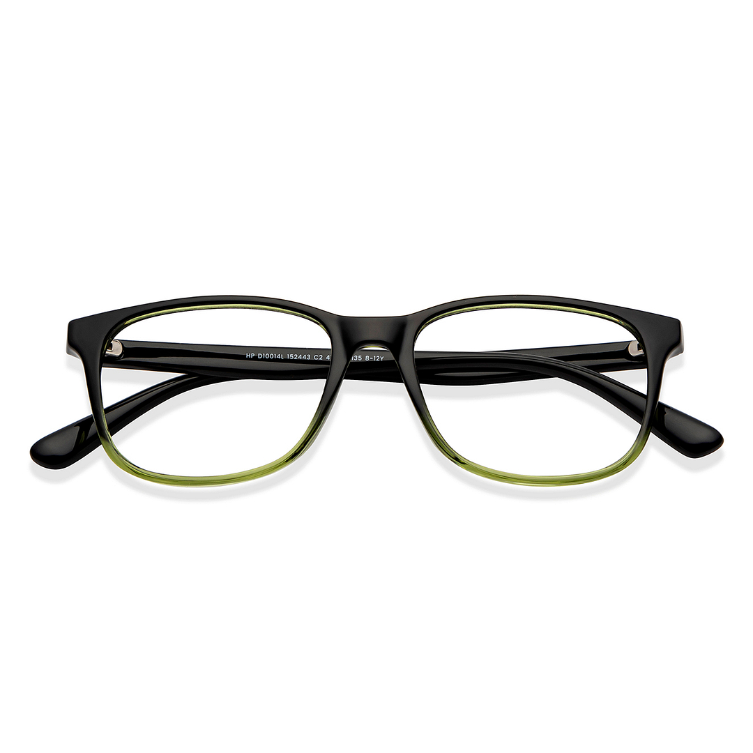 Hooper Screen Glasses Blue Block Phone  Computer Glasses: Black Green Black Full Rim Rectangle Kids 5-8 yrs Hooper HP D10014L-C2 left side