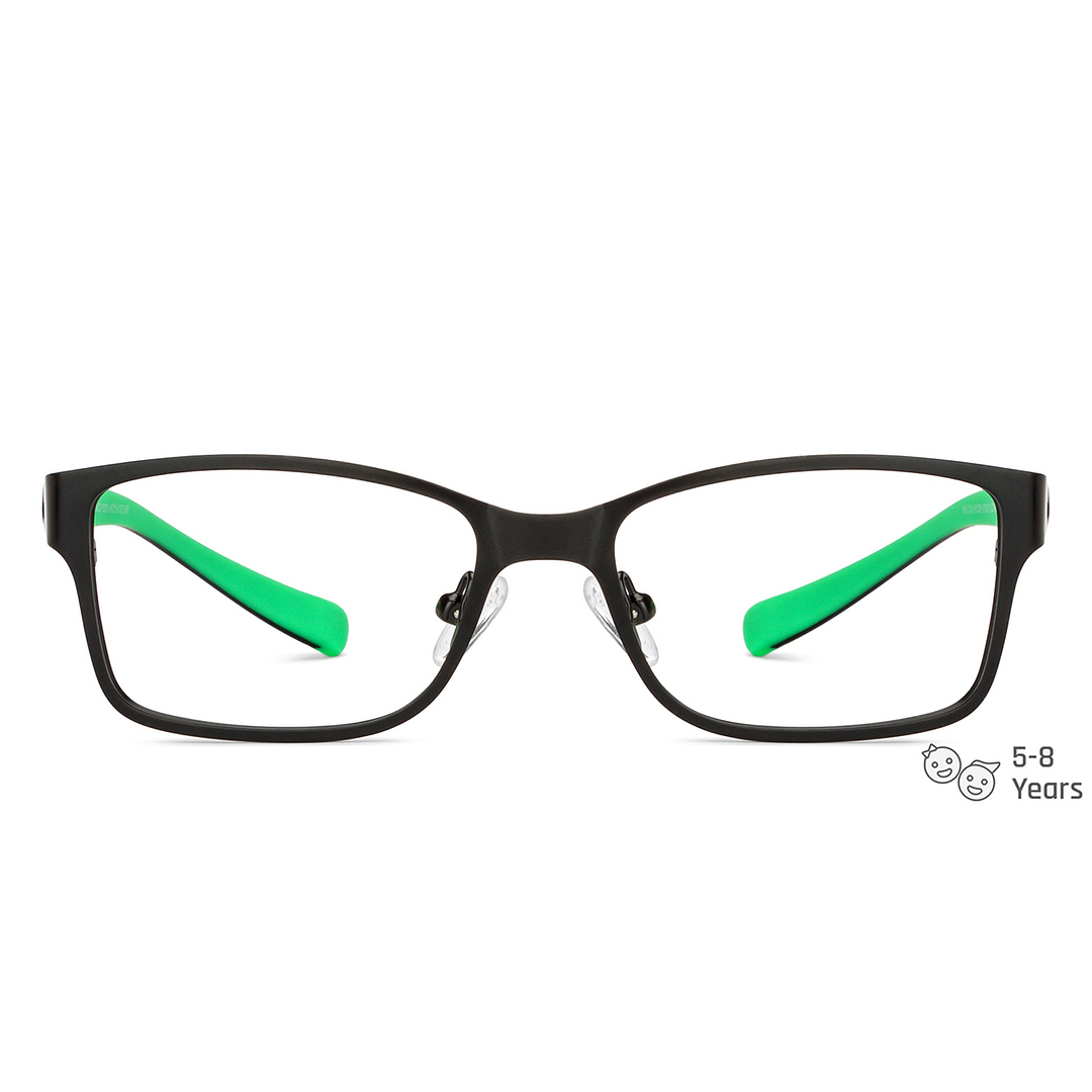 Hooper Screen Glasses Kids Glasses: Black Green Full Rim Rectangle Kids 5-8 yrs Hooper Digi Hooper HP D10008M-C2 left side