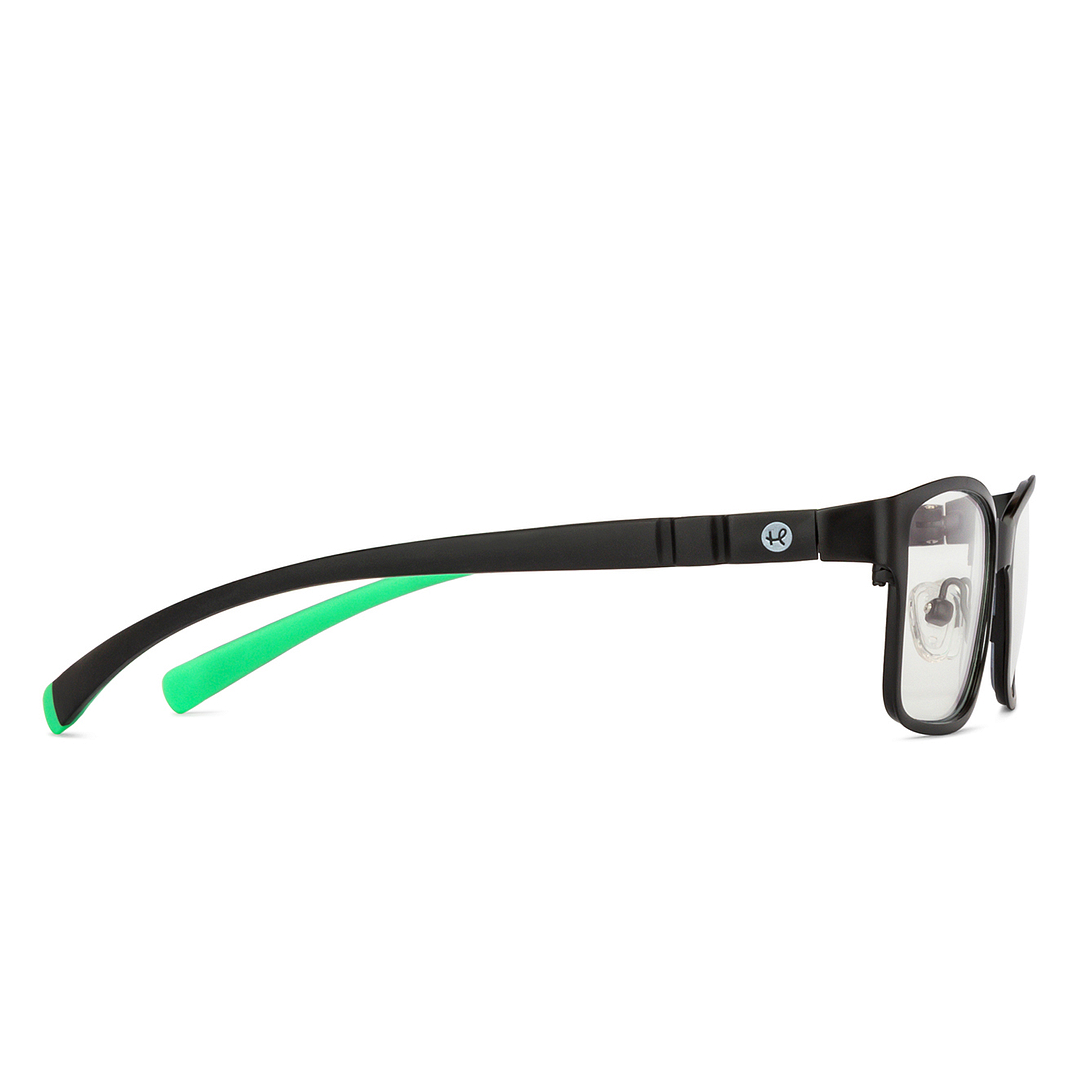 Hooper Screen Glasses Kids Glasses: Black Green Full Rim Rectangle Kids 5-8 yrs Hooper Digi Hooper HP D10008M-C2 left side