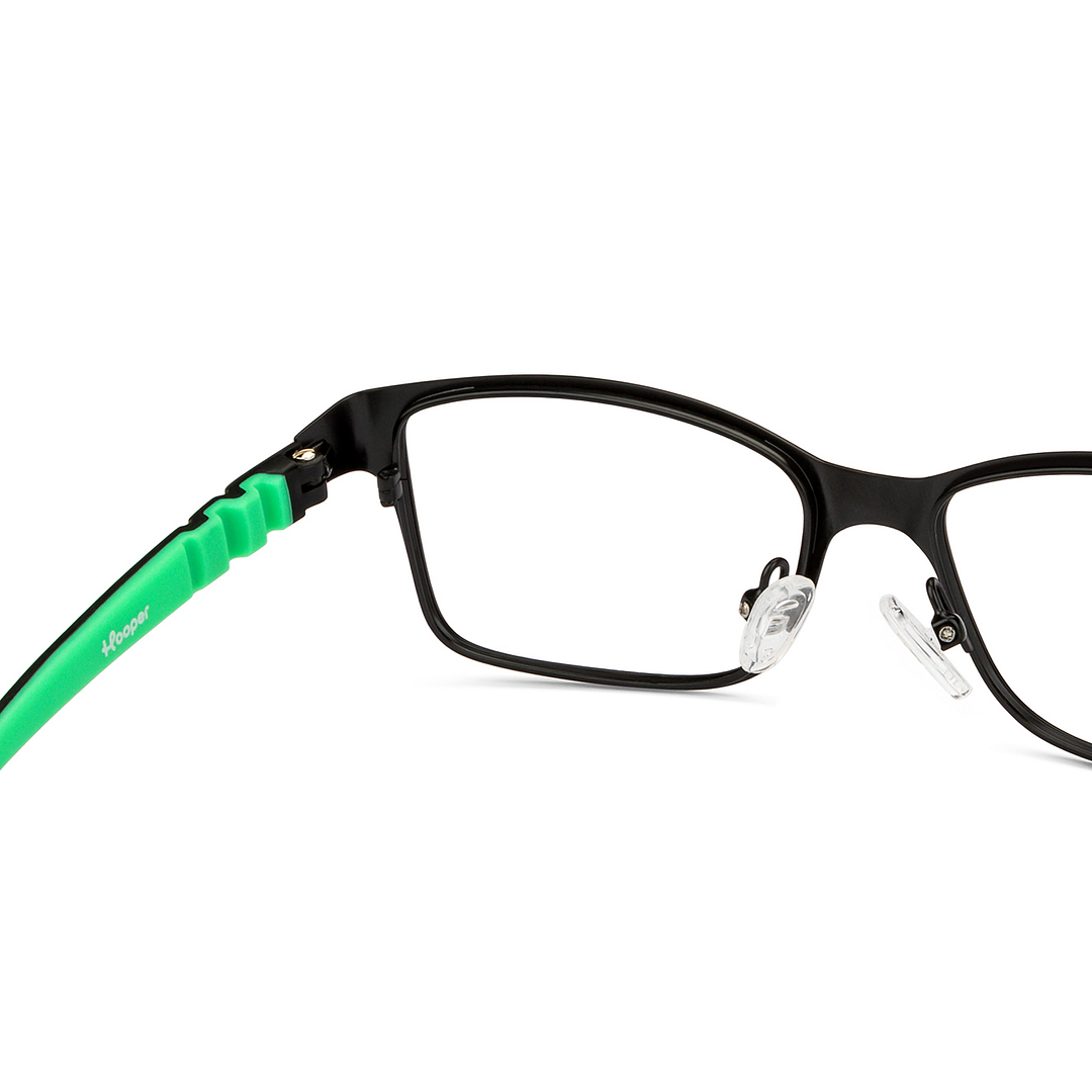 Hooper Screen Glasses Kids Glasses: Black Green Full Rim Rectangle Kids 5-8 yrs Hooper Digi Hooper HP D10008M-C2 right side