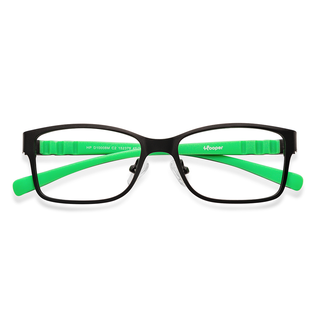 Hooper Screen Glasses Kids Glasses: Black Green Full Rim Rectangle Kids 5-8 yrs Hooper Digi Hooper HP D10008M-C2 left side