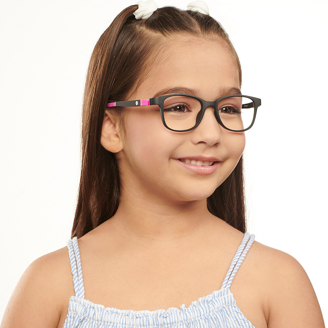 Hooper Screen Glasses Kids Glasses: Black Pink Full Rim Rectangle Kids 5-8 yrs Computer Glasses Digi Hooper HP D10004M-C4 right side