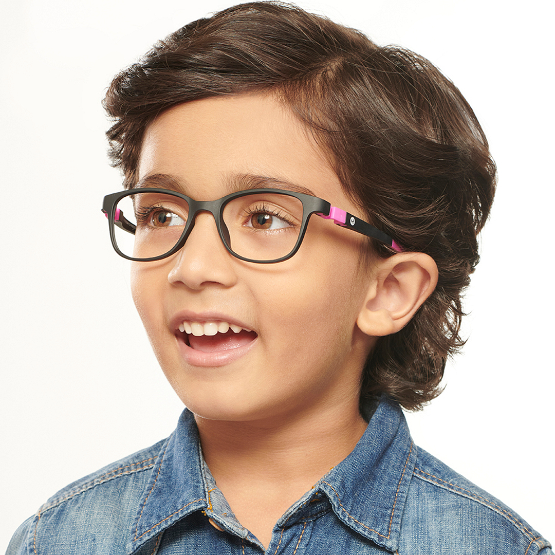Hooper Screen Glasses Kids Glasses: Black Pink Full Rim Rectangle Kids 5-8 yrs Computer Glasses Digi Hooper HP D10004M-C4 right side