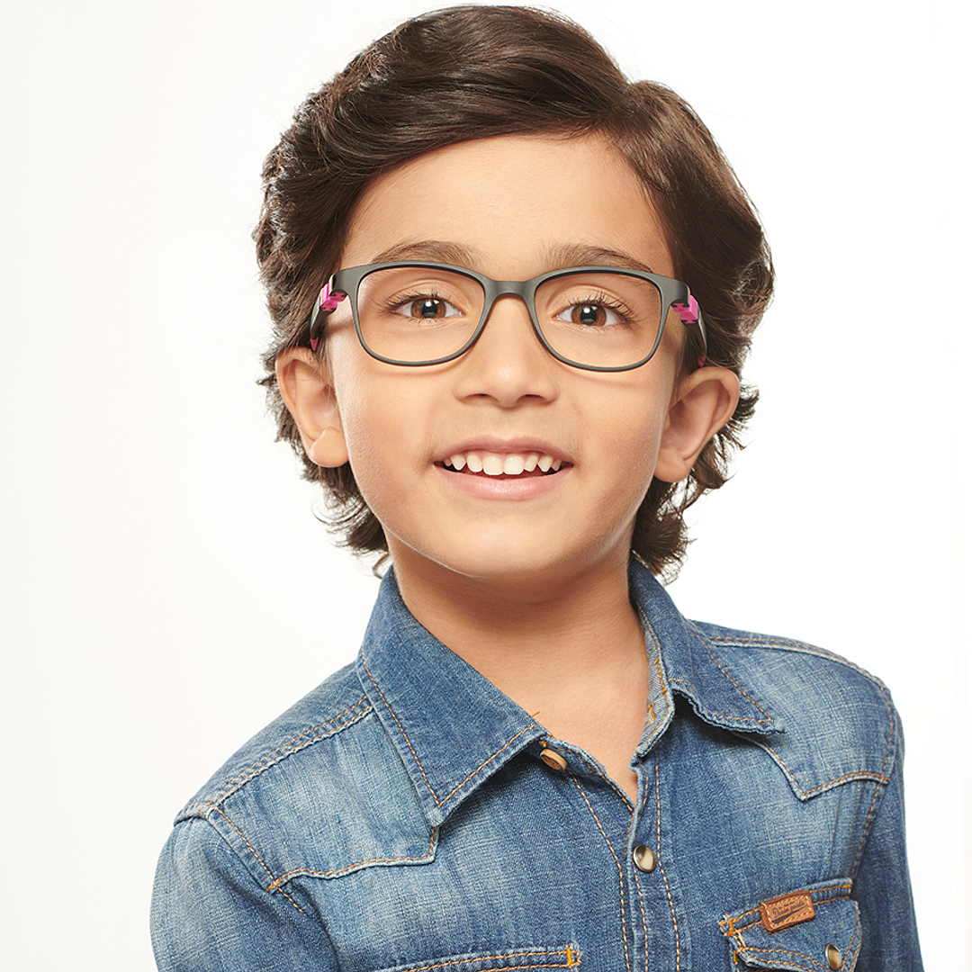 Hooper Screen Glasses Kids Glasses: Black Pink Full Rim Rectangle Kids 5-8 yrs Computer Glasses Digi Hooper HP D10004M-C4 left side