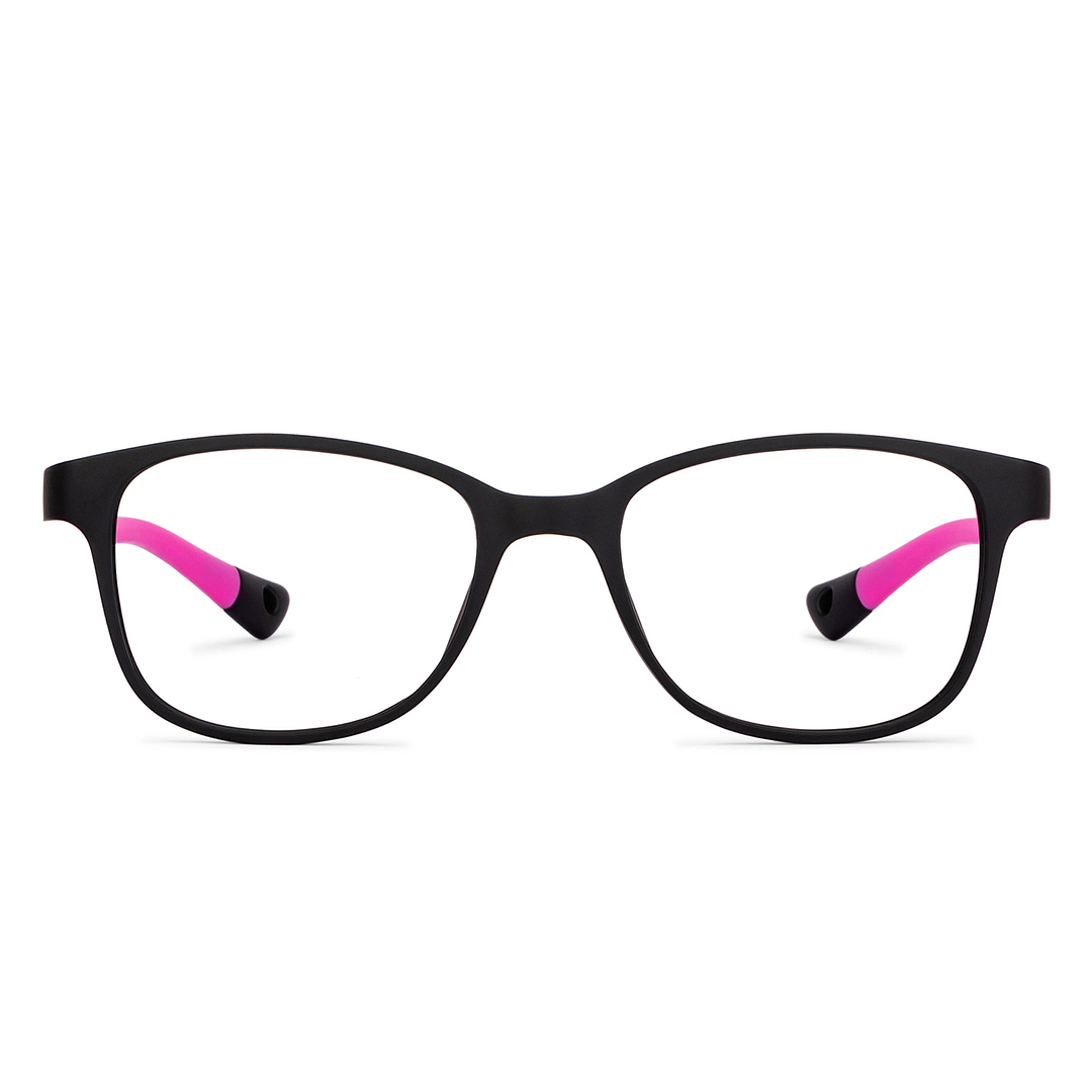 Hooper Screen Glasses Kids Glasses: Black Pink Full Rim Rectangle Kids 5-8 yrs Computer Glasses Digi Hooper HP D10004M-C4 left side