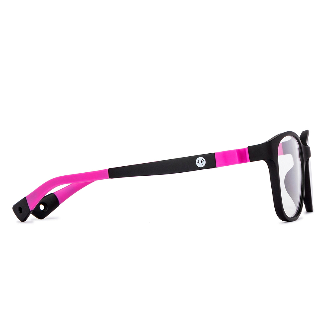 Hooper Screen Glasses Kids Glasses: Black Pink Full Rim Rectangle Kids 5-8 yrs Computer Glasses Digi Hooper HP D10004M-C4 left side