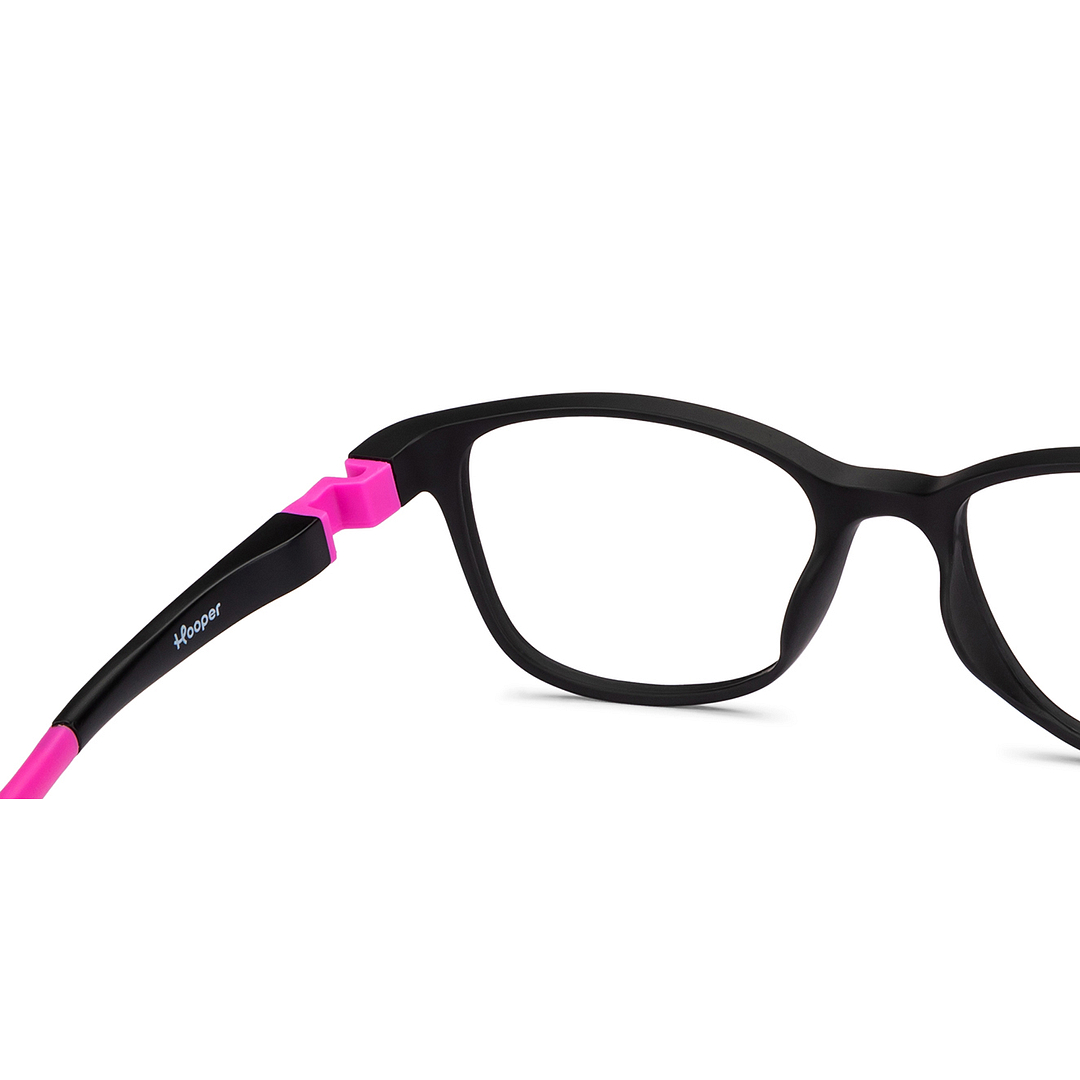 Hooper Screen Glasses Kids Glasses: Black Pink Full Rim Rectangle Kids 5-8 yrs Computer Glasses Digi Hooper HP D10004M-C4 right side