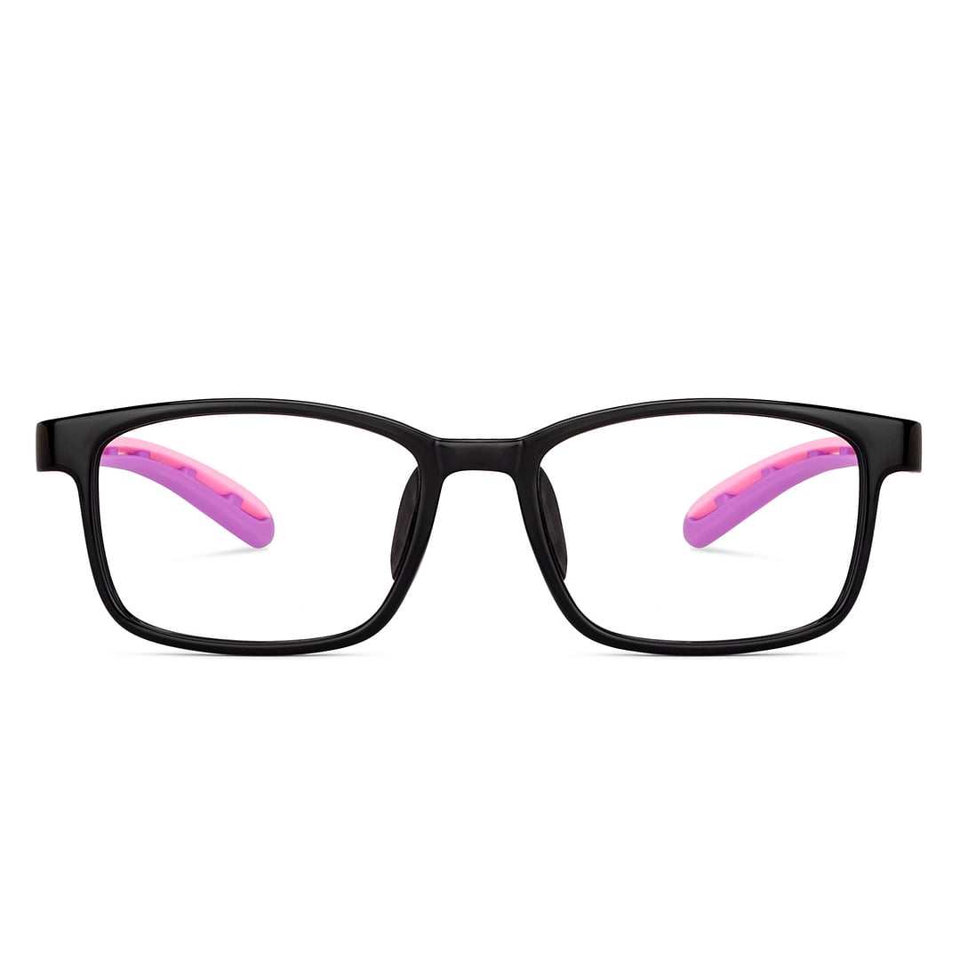 Hooper Screen Glasses Kids Glasses: Black Pink Purple Full Rim Rectangle Kids 8-12 yrs Computer Glasses Digi Hooper HP D10101M-C1 left side