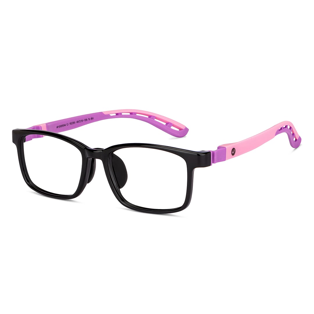 Hooper Screen Glasses Kids Glasses: Black Pink Purple Full Rim Rectangle Kids 8-12 yrs Computer Glasses Digi Hooper HP D10101M-C1 left side