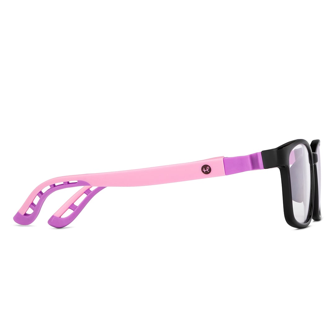 Hooper Screen Glasses Kids Glasses: Black Pink Purple Full Rim Rectangle Kids 8-12 yrs Computer Glasses Digi Hooper HP D10101M-C1 left side