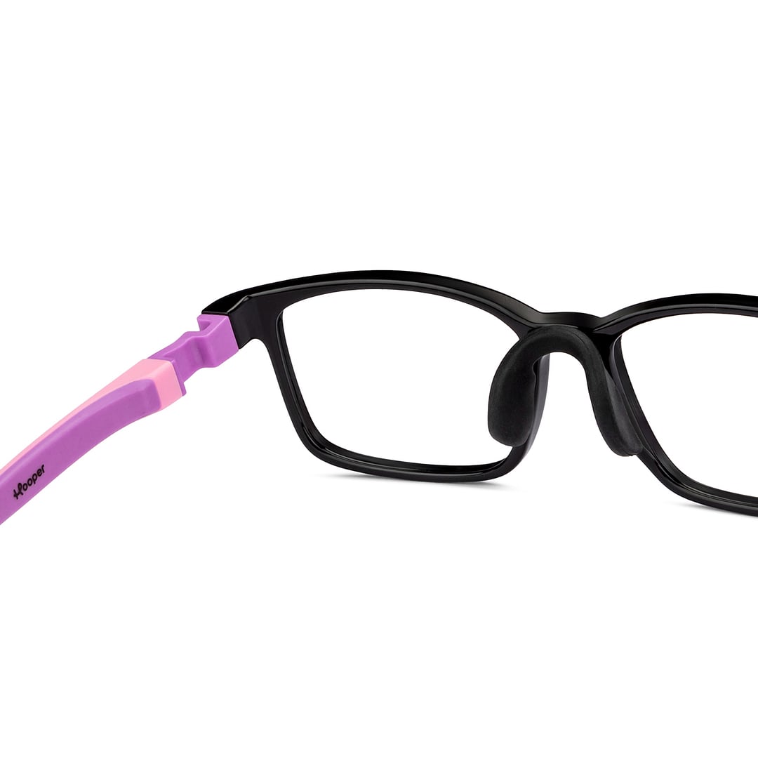 Hooper Screen Glasses Kids Glasses: Black Pink Purple Full Rim Rectangle Kids 8-12 yrs Computer Glasses Digi Hooper HP D10101M-C1 right side