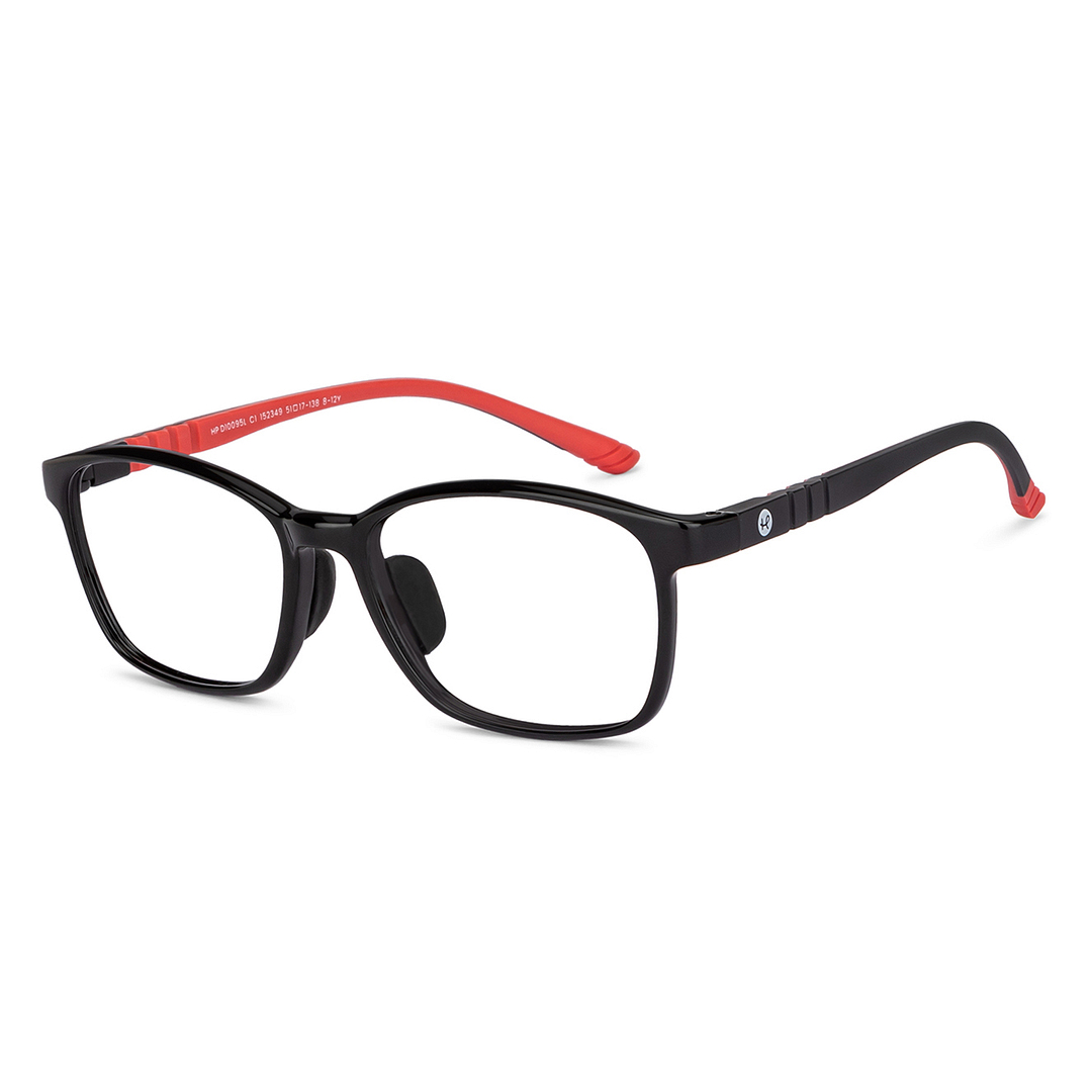 Hooper Screen Glasses Kids Glasses: Black Red Full Rim Rectangle Kids 8-12 yrs Computer Glasses Digi Hooper HP D10095L-C1 right side