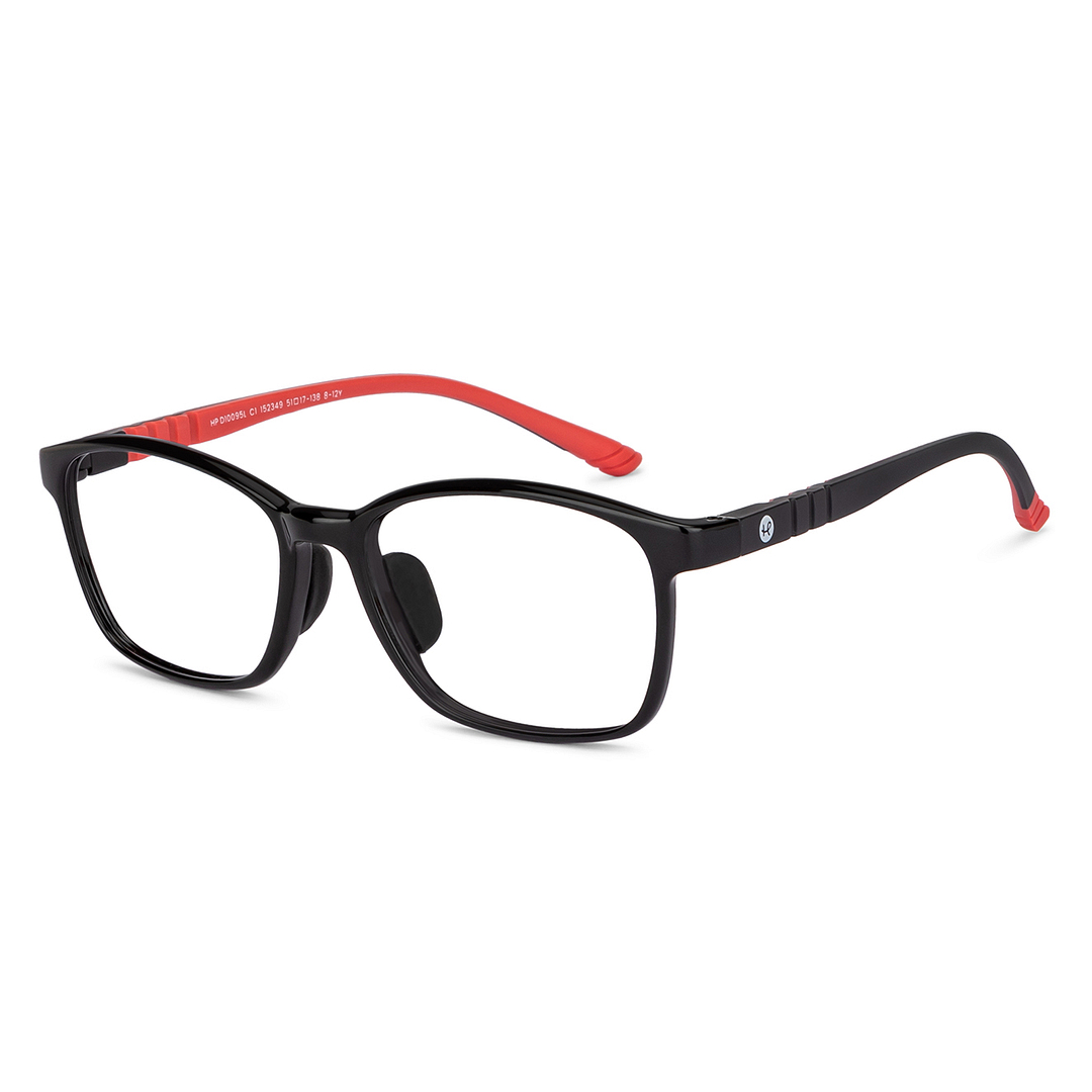 Hooper Screen Glasses Kids Glasses: Black Red Full Rim Rectangle Kids 8-12 yrs Computer Glasses Digi Hooper HP D10095L-C1 right side