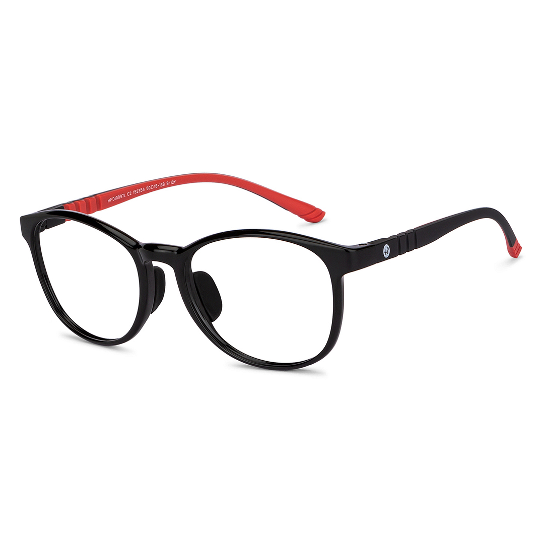 Hooper Screen Glasses Kids Glasses: Black Red Full Rim Round Kids 8-12 yrs Computer Glasses Digi Hooper HP D10097L-C2 right side