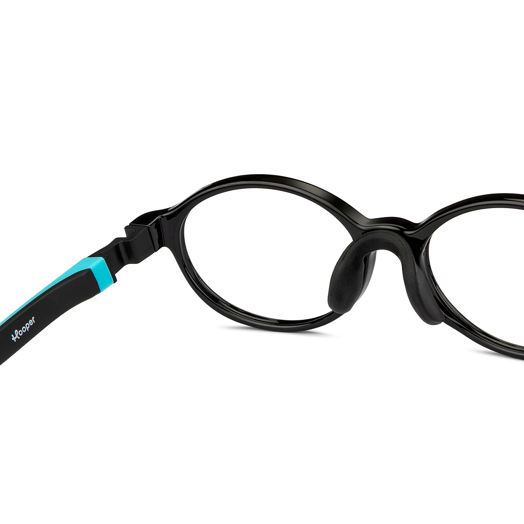 Hooper Screen Glasses Kids Glasses: Black Sky Blue Full Rim Oval Kids 8-12 yrs Computer Glasses Digi Hooper HP D10103M-C2 right side
