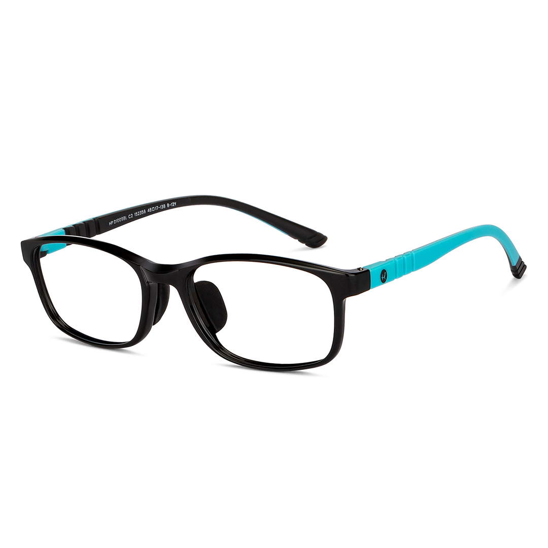 Hooper Screen Glasses Kids Glasses: Black Sky Blue Full Rim Rectangle Kids 8-12 yrs Computer Glasses Digi Hooper HP D10098L-C2 right side